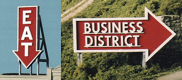 Blair Line 2532 Laser-Cut Wood Billboard Kits - Large for HO S & O Eat & Business District (1 Each of 2 Signs) 3-5/8 x 2-1/8" A Scale