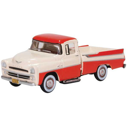 Oxford HO Scale Dodge D100 Sweptside Pickup 1957 Tropical Coral / Glacier White