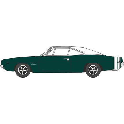 Oxford HO Scale Dodge Charger 1968 Racing Green / White