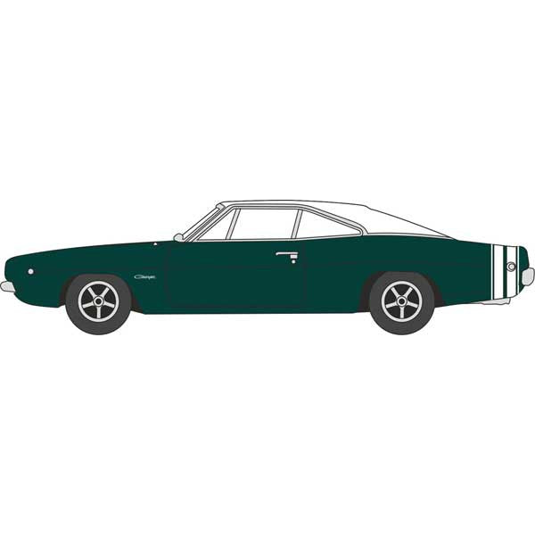 Oxford HO Scale Dodge Charger 1968 Racing Green / White