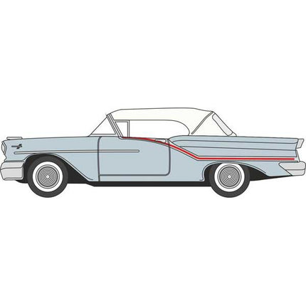 Oxford HO Scale Oldsmobile 88 Convertible 1957 Juneau Gray / White / Red (Closed)