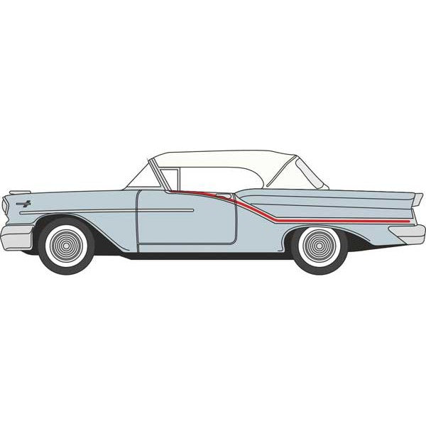 Oxford HO Scale Oldsmobile 88 Convertible 1957 Juneau Gray / White / Red (Closed)