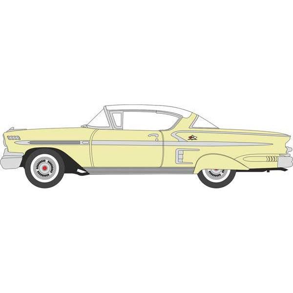 Oxford HO Scale Chevrolet Impala Sport Coupe 1958 Colonial Cream / Snowcrest White