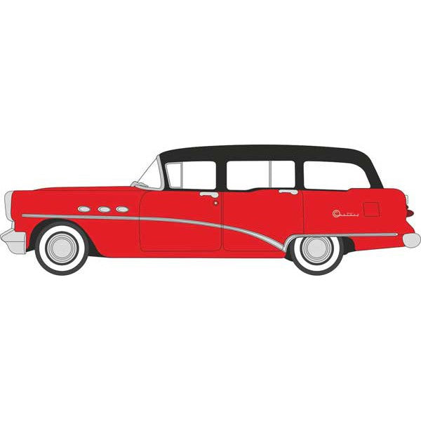 Oxford HO Scale Buick Century Estate Wagon 1954 Matador Red / Carlsbad Black