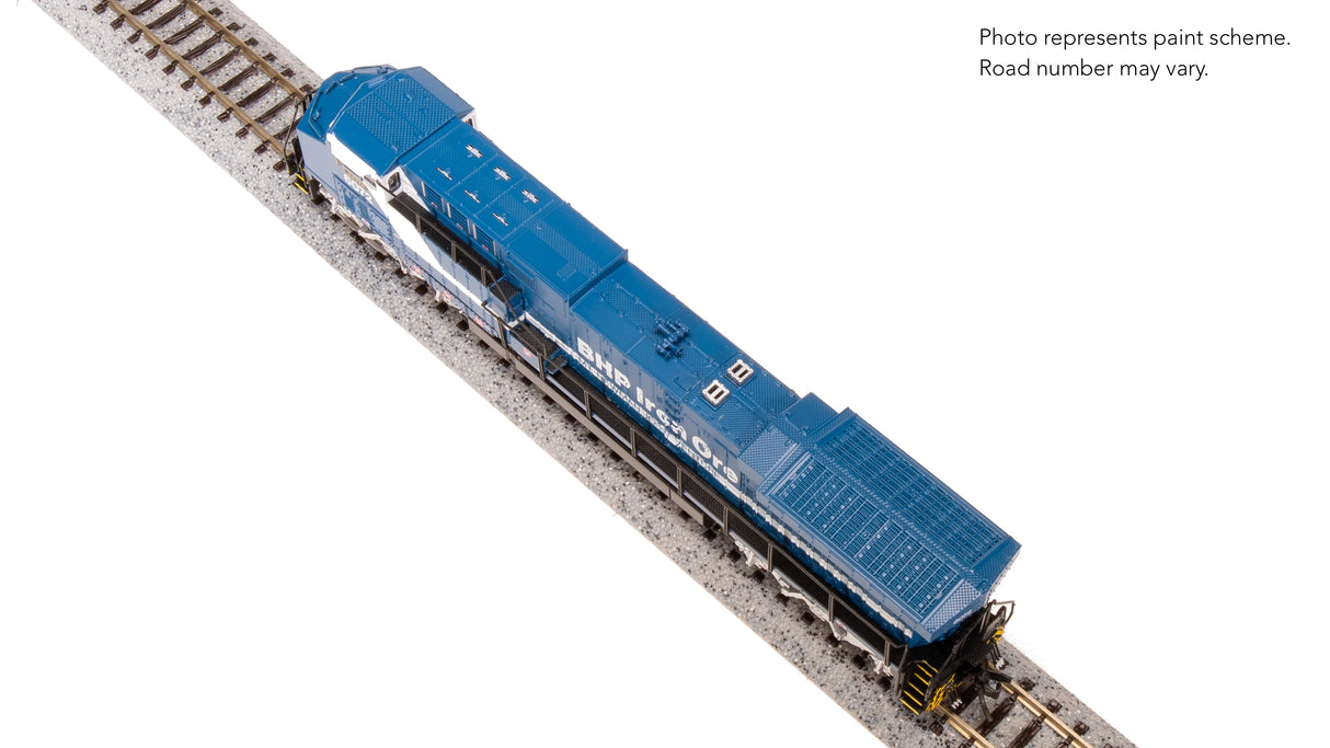 Broadway Limited N GE AC6000, BHP Iron Ore #6072, Blue & White, "Hesta" Stealth DC