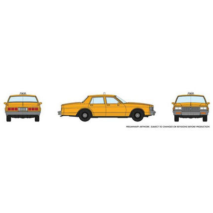 Rapido Trains 1980-1985 Chevrolet Impala Sedan Taxi Yellow