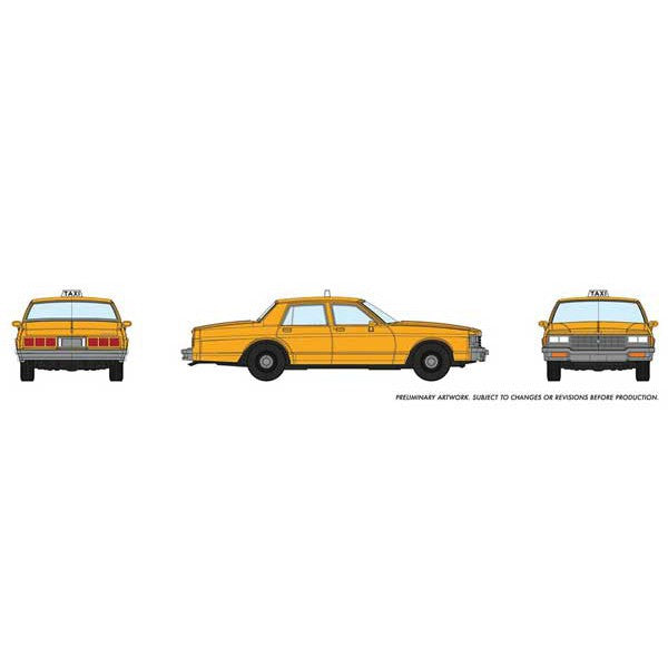 Rapido Trains 1980-1985 Chevrolet Impala Sedan Taxi Yellow