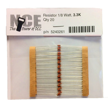 NCE 3300 Ohm resistor 1/8 Watt 20 Pack