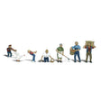 Farm People - HO Scale - A girl teases a honking goose and a boy draws back on a slingshot