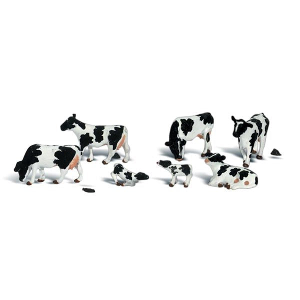 Woodland Scenics HO Scale Holstein Cows w/ Calves & Cow Patty's