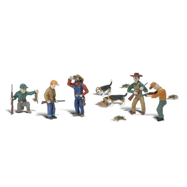 Rabbit Hunt - HO Scale - Five mighty hunters