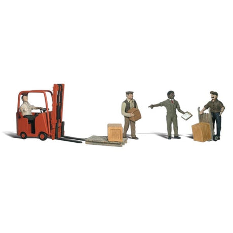 Workers with Forklift - HO Scale - A scene of four men working