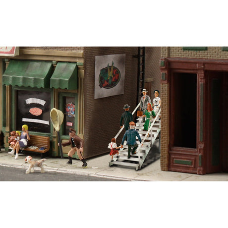 Taking the Stairs - HO Scale - Set these six figures in a rural or city setting, entering or leaving an office building, school, home, library or subway