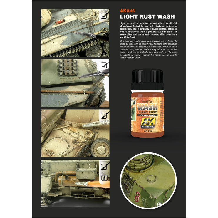 AK Interactive Light Rust Wash Enamel Paint 35ml Bottle