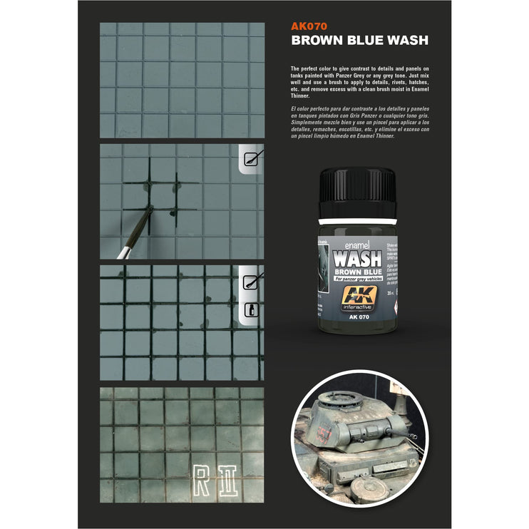 AK Interactive Brown Blue Wash Enamel Paint 35ml Bottle