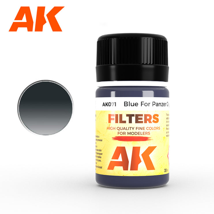 AK Interactive Filter Blue for Panzer Grey Enamel Paint 35ml Bottle