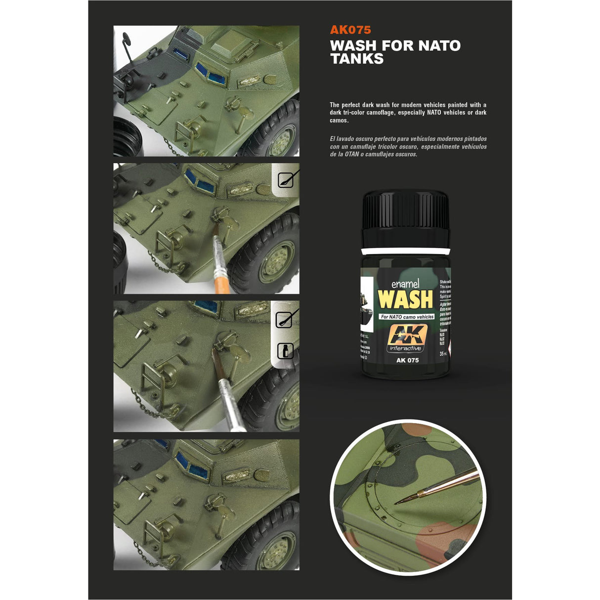 AK Interactive NATO Vehicle Wash Enamel Paint 35ml Bottle