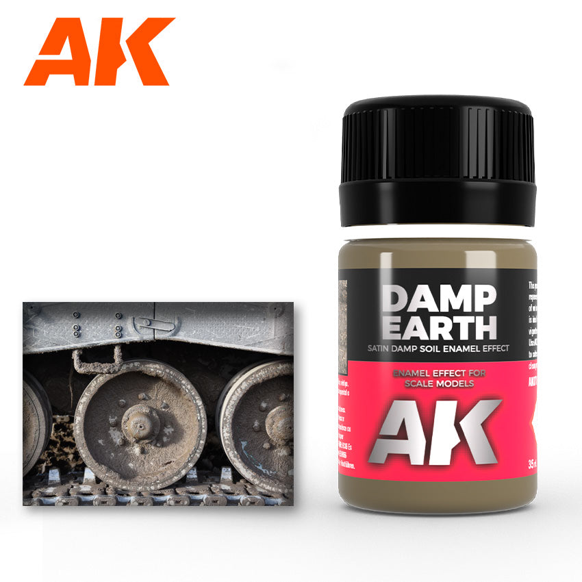AK Interactive Damp Earth Satin Wash Enamel Paint 35ml Bottle