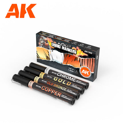 AK Interactive Metallic Liquid Markers 4 Color Set