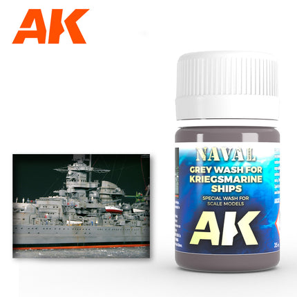 AK Interactive Kriegsmarine Ships Grey Wash Enamel Paint 35ml Bottle