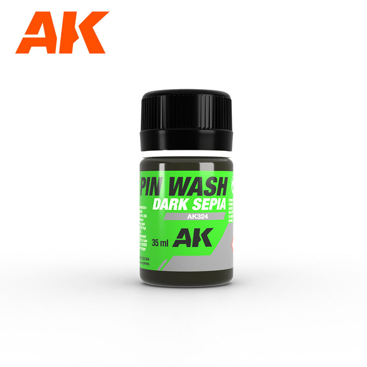 AK Interactive Pin Wash Dark Sepia 35ml Bottle