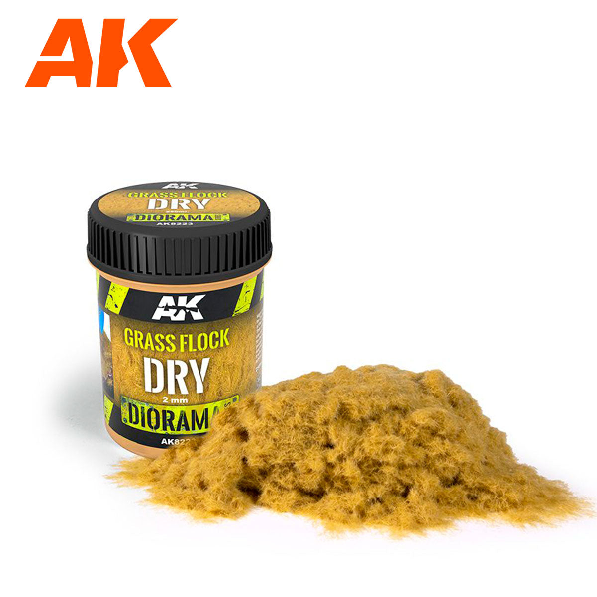 AK Interactive Grass Flock 2mm Dry Grass 250ml Jar