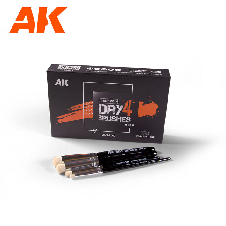 AK Interactive Dry Brushes Set of 4 Dry Brushes