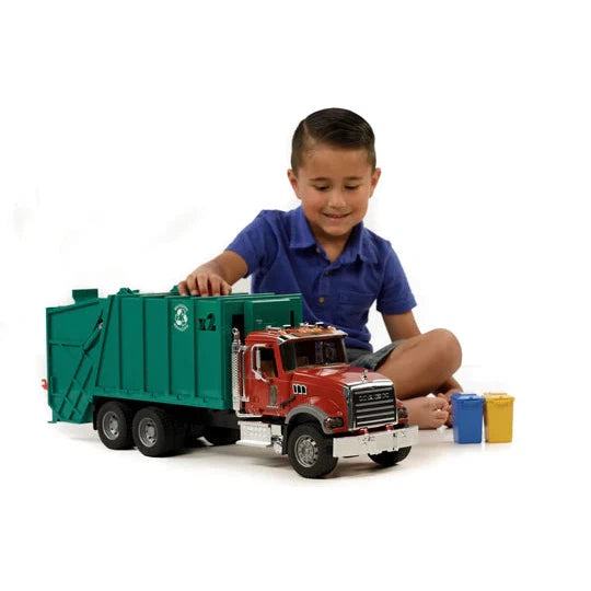 Bruder Toys MACK Granite Garbage truck (ruby red-green)