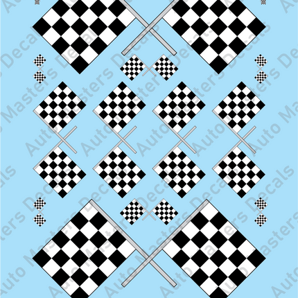 Auto Masters Decals Checkered Flags Decal Set Multiple Sizes