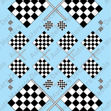 Auto Masters Decals Checkered Flags Decal Set Multiple Sizes Set 3