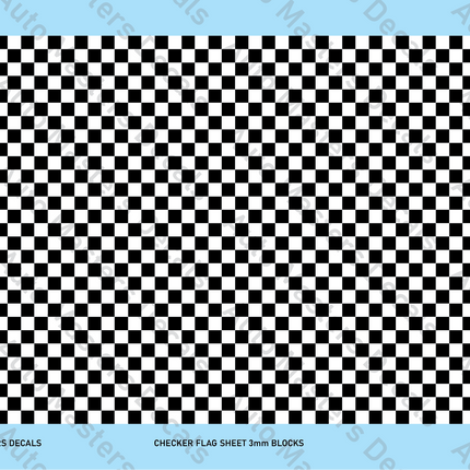 Auto Masters Decals Checkered Flag Sheet Decal Set 3mm Blocks