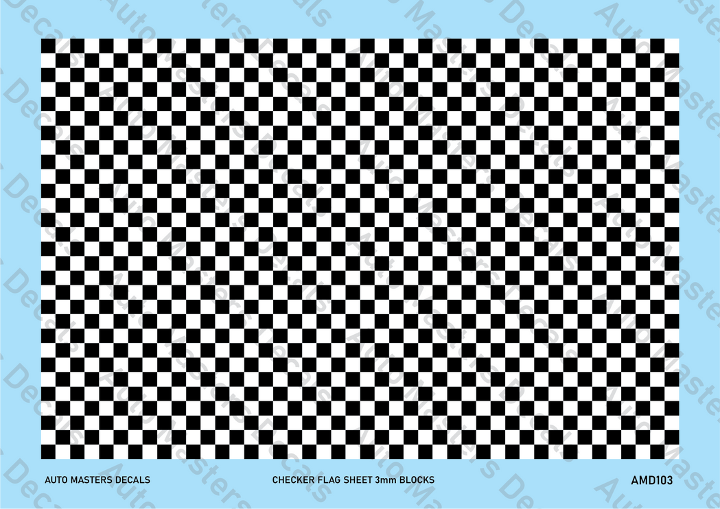 Auto Masters Decals Checkered Flag Sheet Decal Set 3mm Blocks