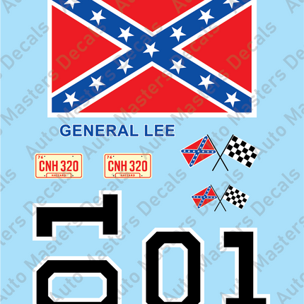 Auto Masters Decals 1:24 General Lee 1969 Dodge Charger Decal Set