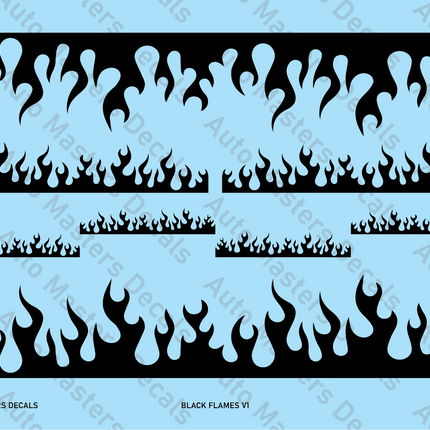 Auto Masters Decals Black Flames V1 Decal Set