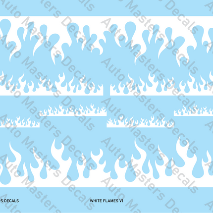 Auto Masters Decals White Flames V1 Decal Set