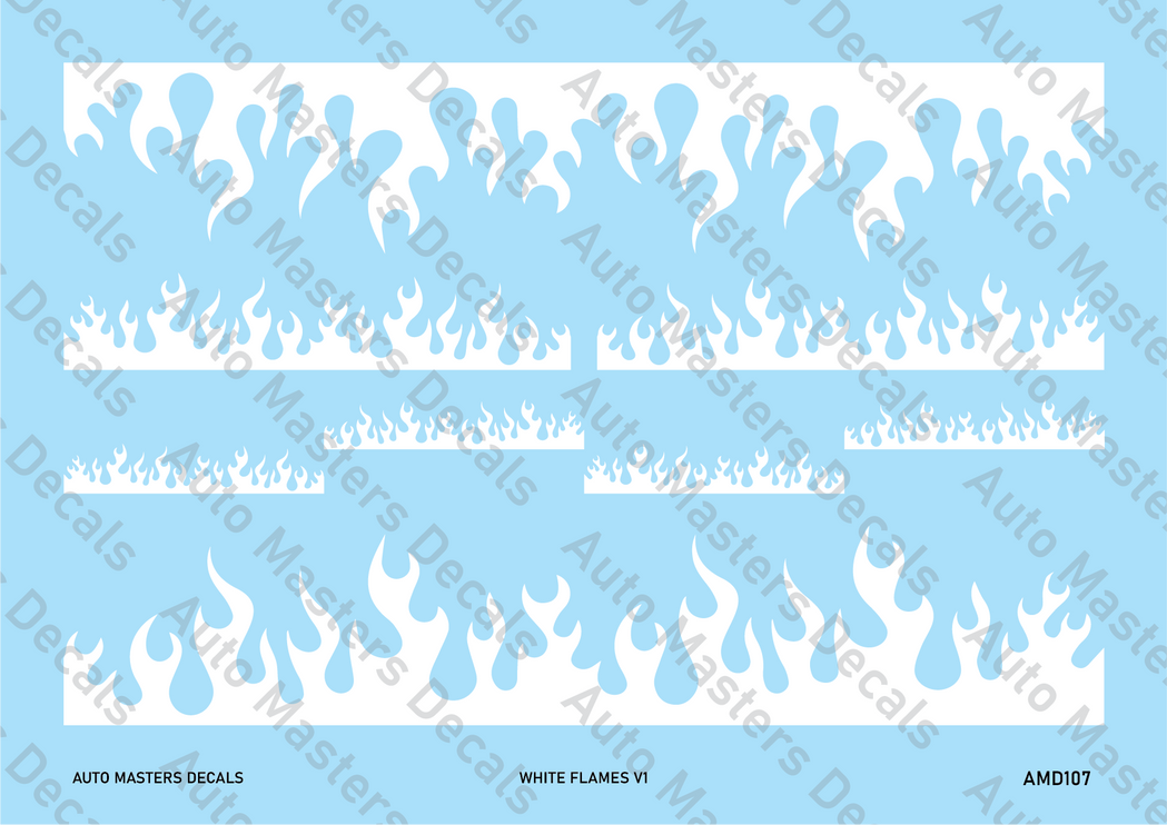 Auto Masters Decals White Flames V1 Decal Set