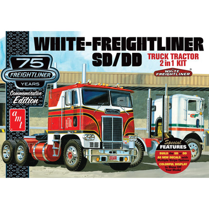 AMT 1:25 White Freightliner 2-IN-1 SD-DD Cabover Tractor 75th Anniversary Model Kit