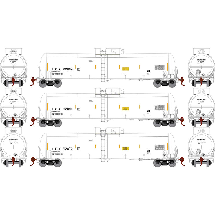 Athearn HO Scale 30,000-Gallon Ethanol Tank UTLX #3 3 Pack