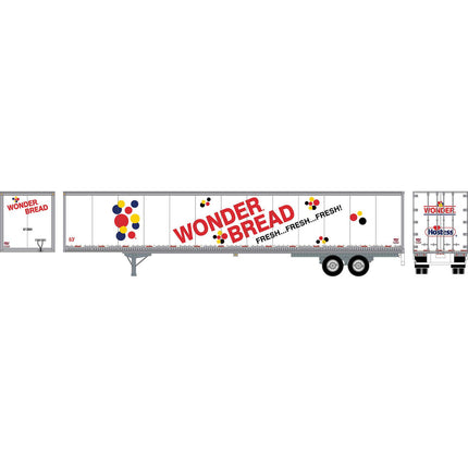 Athearn HO Scale RTR 53' Wabash Plate Trailer,Wonder Bread#61384