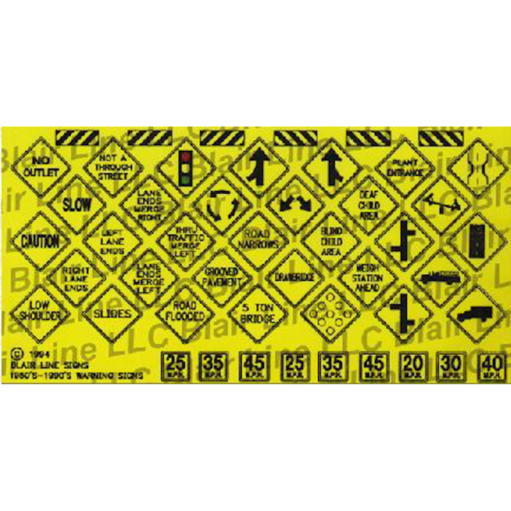 Blair Line 10 Highway Signs Warning #4 1948-Present (black yellow) N Scale