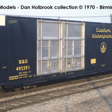 Tangent Baltimore & Ohio (B&O) “Delivery 1-1970 Blue” Greenville 86′ Quad Plug Door Box Car - Fusion Scale Hobbies | Train Supply