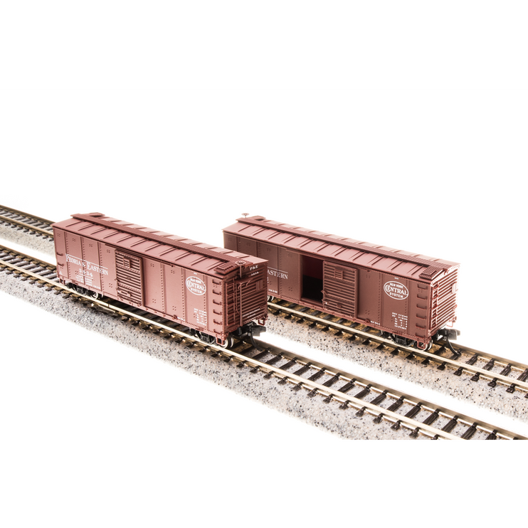 Broadway Limited N Steel Boxcar 4pk P&E w/Corrugated Ends  Pre-1955 Roman