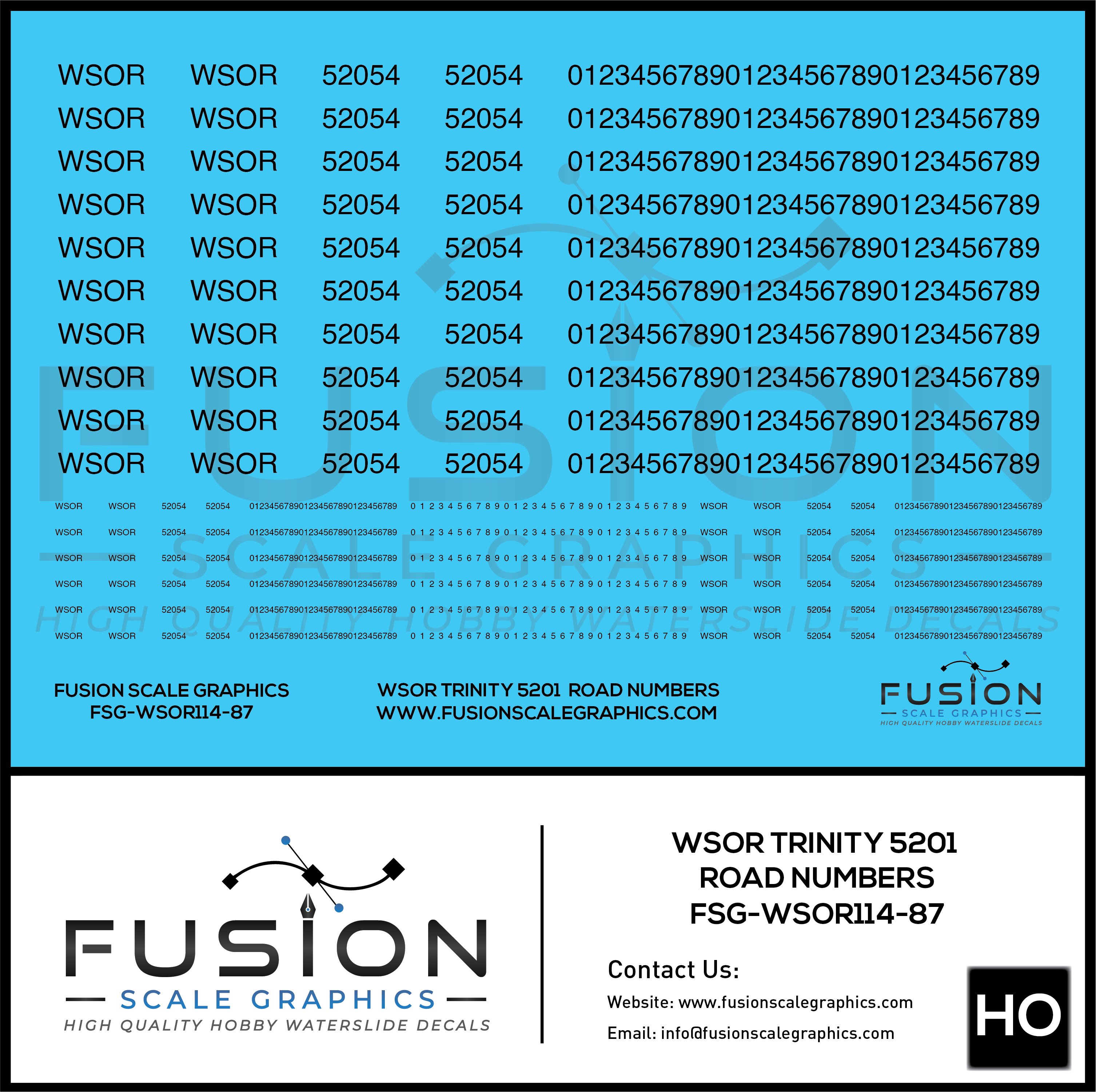 HO Scale WSOR Trinity 5201 Road Numbering Decal Set – Fusion Scale Hobbies
