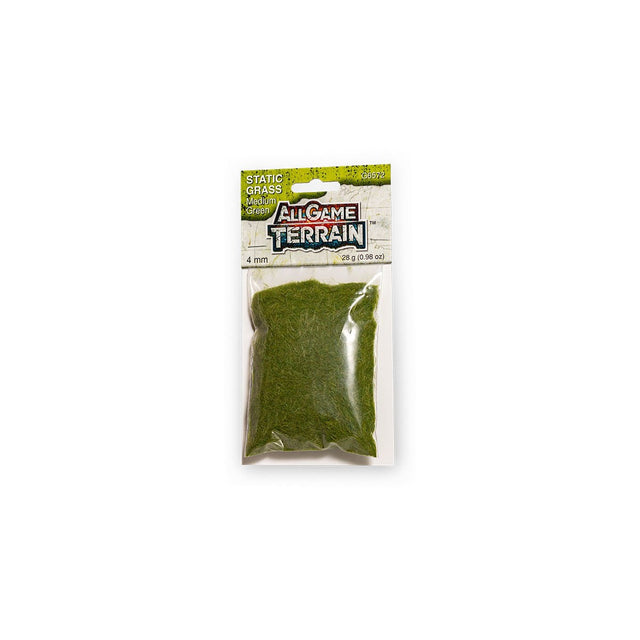 Static Grass - 4 mm Medium Green - Use Medium Green Static Grass for lush fields or little tufts of grass on your terrain feature, miniature base or gaming board