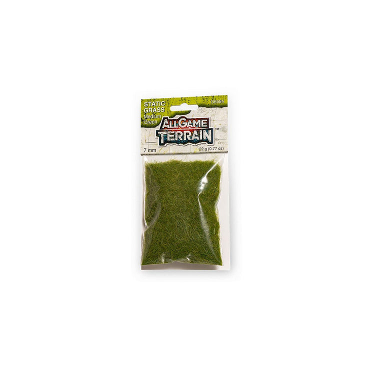 Static Grass - 7 mm Medium Green - Use Medium Green Static Grass for lush fields or little tufts of grass on your miniature base, terrain feature or gaming mat