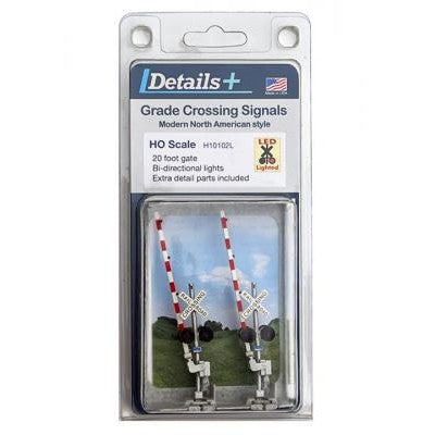 Details Plus HO Scale Modern Grade Crossing W/Gate Bi-Directional Lighted Signal 2 Pack