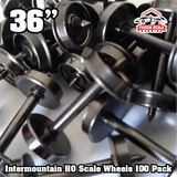 Intermountain HO Scale 36" Nickel Silver Brass Insulated Wheelsets .110" Tread Width Bulk Pack 100 Axle Box 40056