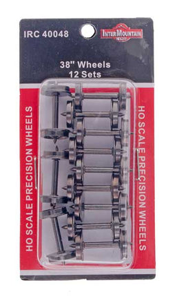 Intermountain HO Scale 38" Nickel Silver Plated Brass Insulated Wheelsets .110" Tread Width 12 Axles Per Pack 40048 | Fusion Scale Hobbies