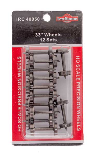 Intermountain HO Scale 33" Nickel Silver Plated Brass Insulated Wheelsets .110" Tread Width 12 Axles Per Pack #40050 | Fusion Scale Hobbies