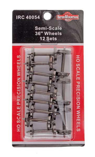 Intermountain HO 36" Nickel Silver Brass Insulated Wheelsets Semi-Scale .088” Tread Width 12 Sets - 40054